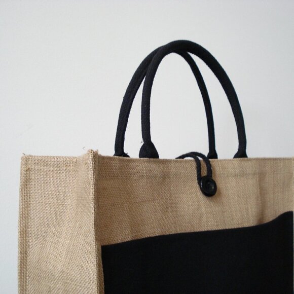 Large Black Canvas Tote Bag. Reusable Shopping Bag. NEW - Picture 4 of 15